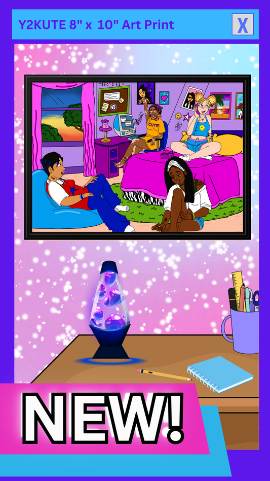 " Y2KUTE " SLEEPOVER PRINT