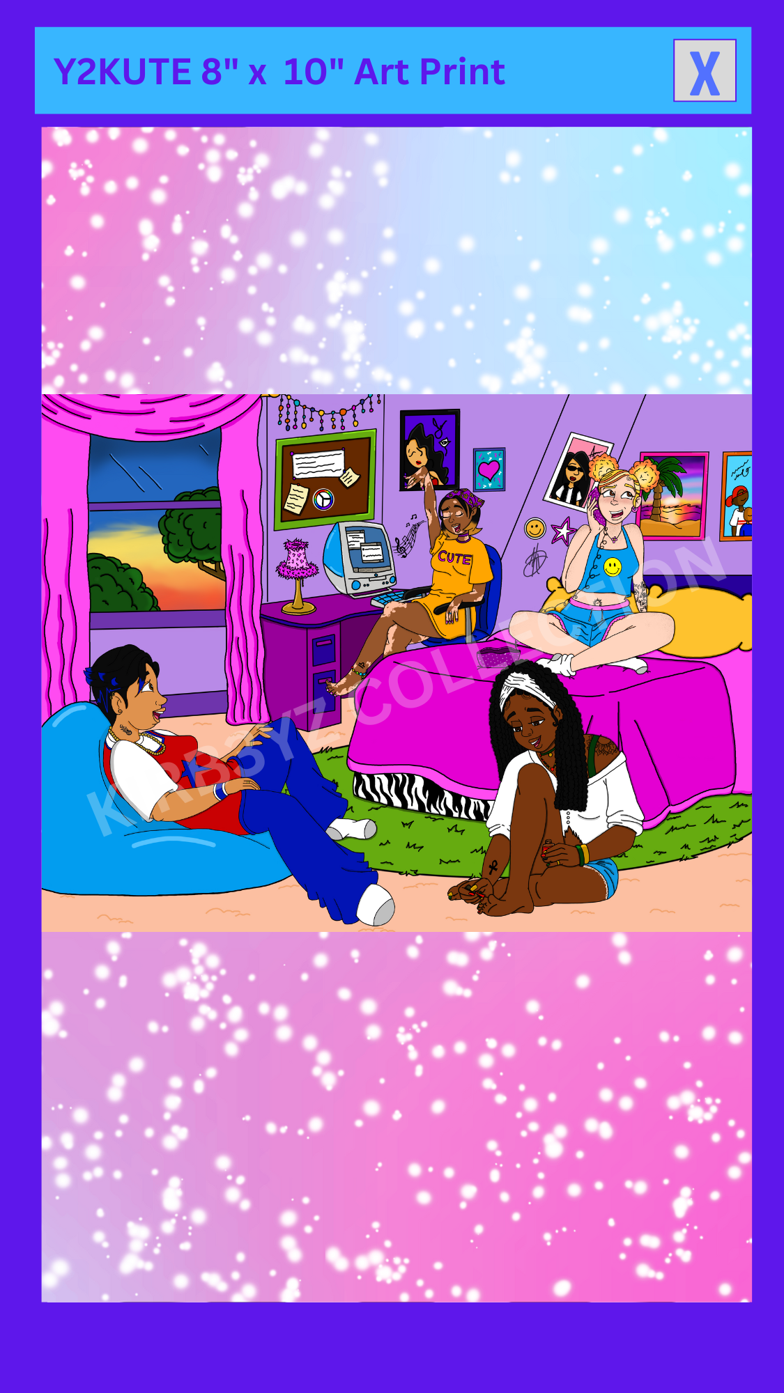 " Y2KUTE " SLEEPOVER PRINT