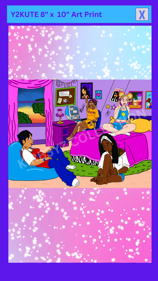 " Y2KUTE " SLEEPOVER PRINT