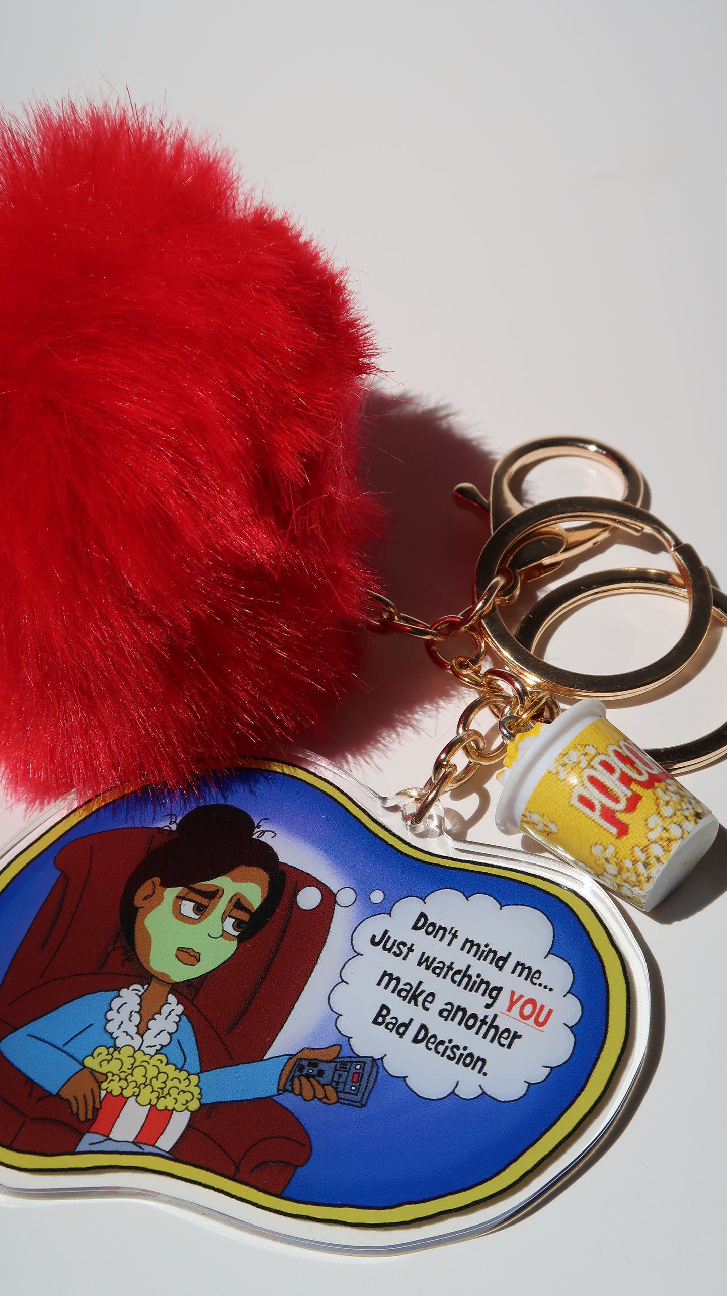 A "Popcorn Decision" Keychain